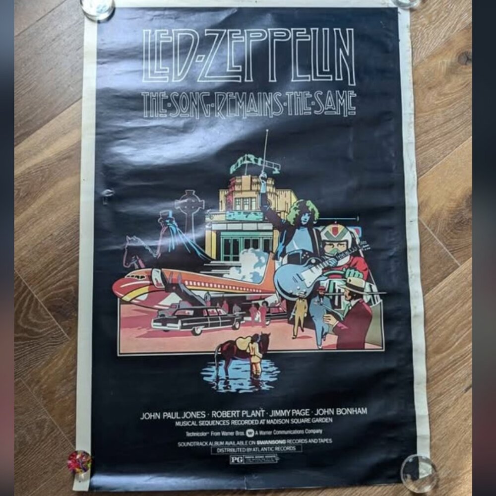 Vintage Led Zeppelin The Song Remains the Same Original Screen Printed Poster